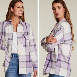 Women Flannel Boyfriend Fit Plaid Shacket Lavender Shacket New Boutique